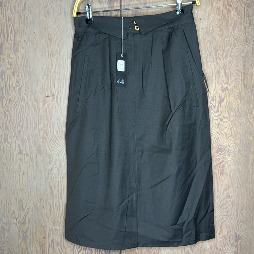 Vintage NWT Umberto Ginocchietti Midi Dark Olive Green Skirt